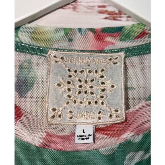 Johnny Was Jade Natalie Long Sleeve Mesh Tee Shirt Top Size Large Lightweight - Picture 10 of 11